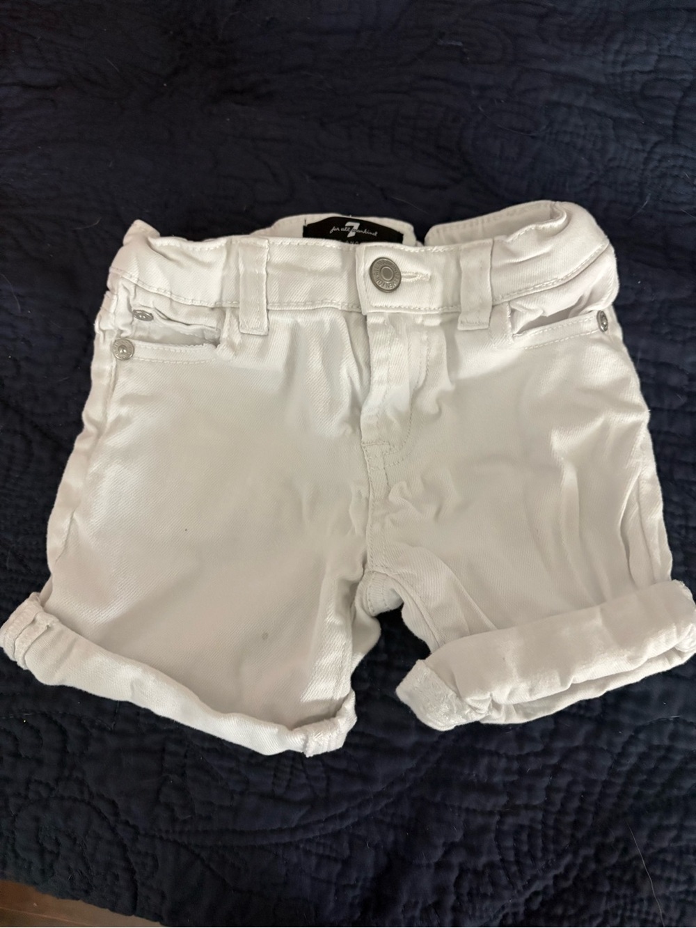 7 For All Mankind Toddler White Denim Shorts | Size 3T | Designer Girls Shorts